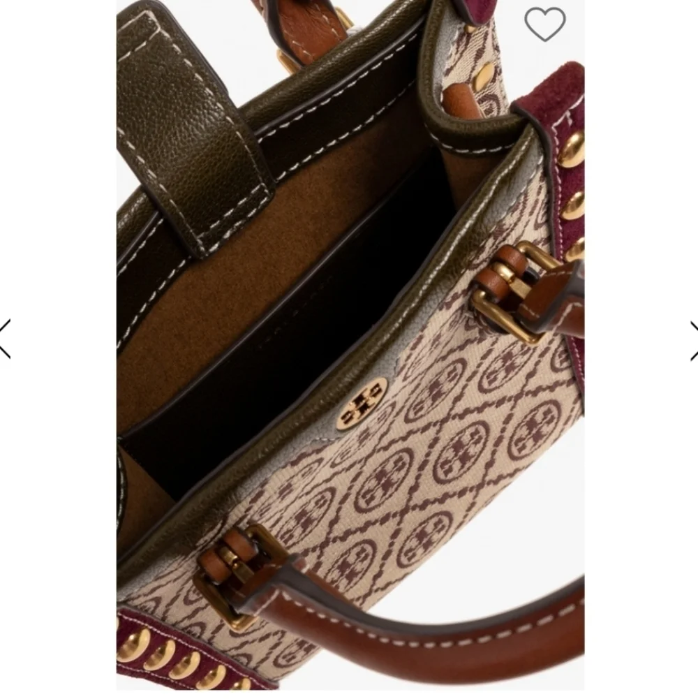 Tory Burch NWOTs Mini T Monogram Jacquard Studded North-South Tote Bag